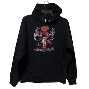 Mossy Oak Hooded Sweatshirt Black with Pink Deer